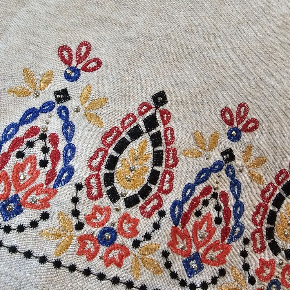 ALFRED DUNNER petite m embroidered knit top nwt boho harvest moon lagenlook - Picture 10 of 11